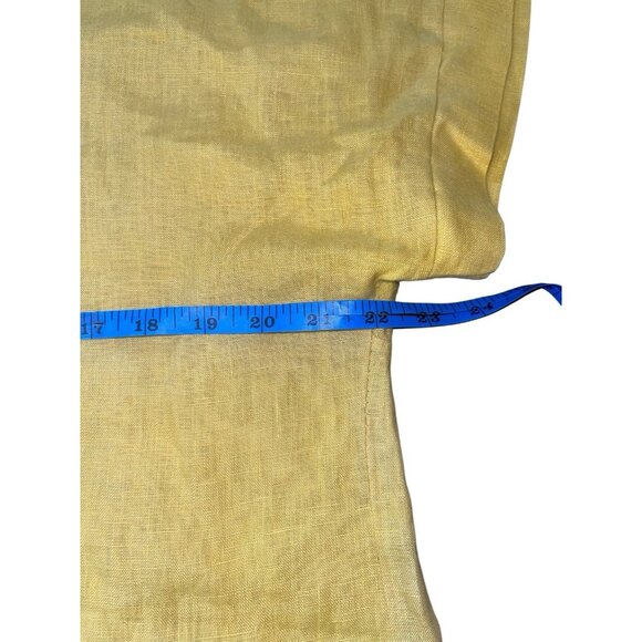 Terzo Millennio Womens Medium Yellow 100% Linen Blouse Tunic Button Back - Picture 7 of 10